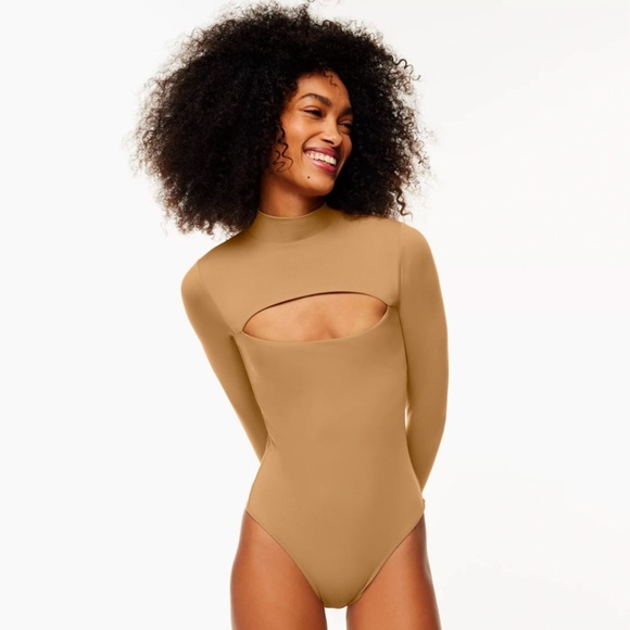 ARITZIA - Babaton - Varo Contour Mock-neck Cutout Bodysuit - Constant Camel - Picture 2 of 12